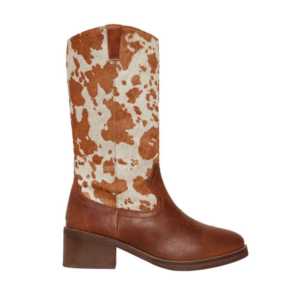 MYRA BAG Pointy Hair-On Hide & Leather Western Cowboy Boots 9